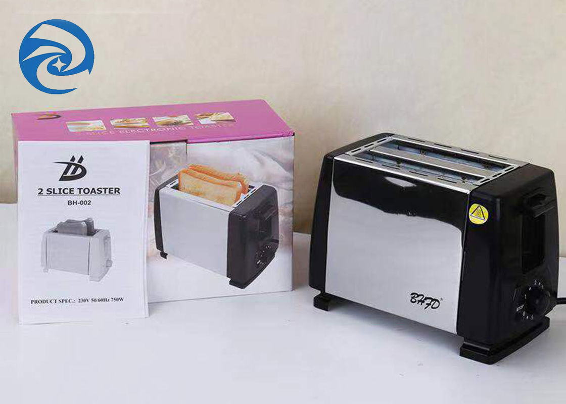 220V 750W 빵 토스터기 2 슬라이스 스테인레스 스틸 6 속도