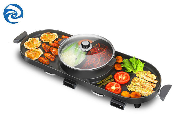 2200W 전기 석쇠 철판 프라이팬 연기가 나지 않음, 220V 전기 바베큐 실내 냄비